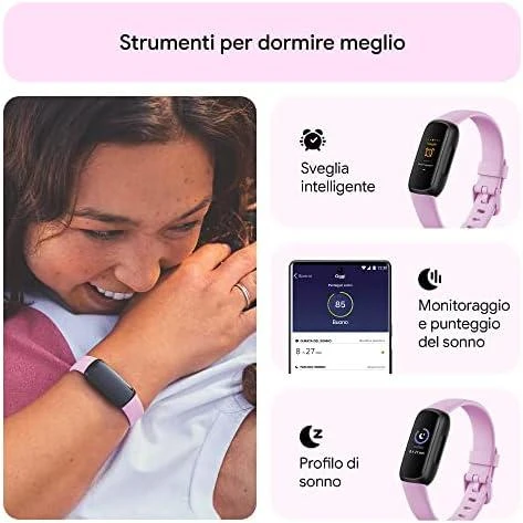 Išmanioji apyrankė Fitbit Inspire 3, Juodos spalvos korpusas su alyvinės spalvos dirželiu