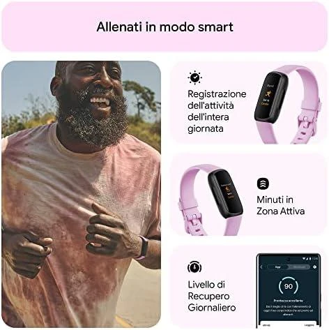 Išmanioji apyrankė Fitbit Inspire 3, Juodos spalvos korpusas su alyvinės spalvos dirželiu