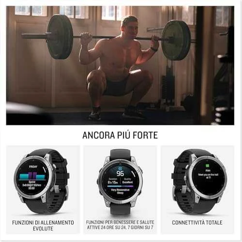 Išmanusis laikrodis Garmin Fenix E,47mm,  Nerūdijančio plieno korpusa su juodos spalvos silikoniniu dirželiu