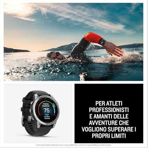 Išmanusis laikrodis Garmin Fenix E,47mm,  Nerūdijančio plieno korpusa su juodos spalvos silikoniniu dirželiu