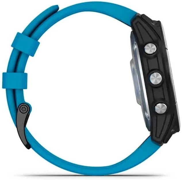 Išmanusis laikrodis Garmin Quatix 7 Base, Juodos spalvos apvadas su žydros spalvos silikoniniu dirželiu