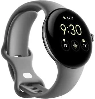 Išmanusis laikrodis Google Pixel Watch WiFi (41mm, 32 GB), Sidabrinės spalvos apvadas su pilkos spalvos silikoniniu dirželiu