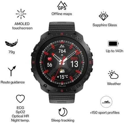 Išmanusis laikrodis Polar Grit X2 Pro su širdies ritmo matavimo diržu, Juodas