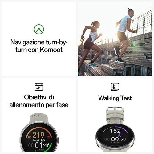Išmanusis laikrodis Polar Pacer Pro, S/L dydždio, Balta spalvos su baltai raudonu silikoniniu dirželiu