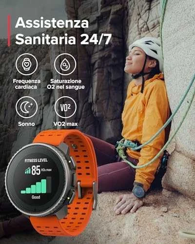 Išmanusis laikrodis Suunto Vertical Titanium Solar Canyon, Titano spalvos korpusas su oranžinės spalvos dirželiu