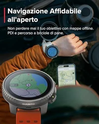Išmanusis laikrodis Suunto Vertical Titanium Solar Canyon, Titano spalvos korpusas su oranžinės spalvos dirželiu