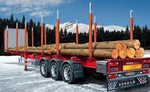Italeri Medienos priekaba Timber Trailer 1/24 – plastikinis rinkinys (56 cm)