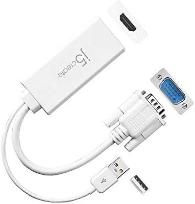 j5create JDA214 VGA į HDMI™ vaizdo ir garso adapteris, baltas, 0,176 m, VGA, USB A, HDMI, kištukas, lizdas, USB