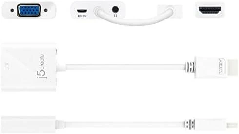 Baltas HDMI į VGA adapteris su audio jungtimi