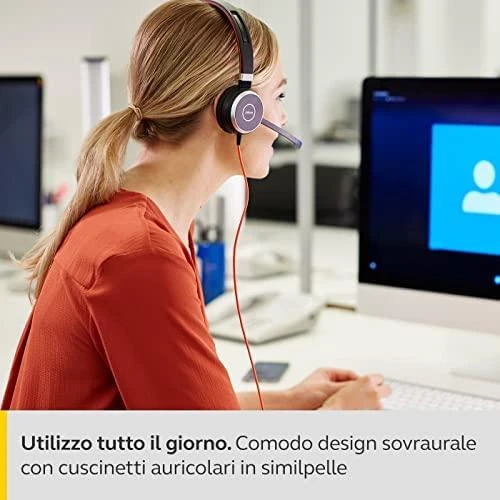 JABRA EVOLVE 40 UC Stereo USB su lankeliu ant galvos triukšmo slopinimas USB jungtis with užtildymo mygtukas ir garsumo valdymu ant laido