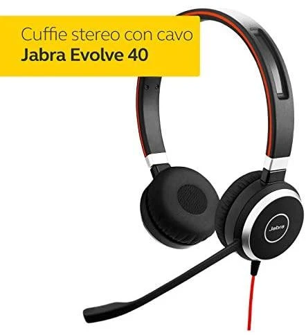 JABRA EVOLVE 40 UC Stereo USB su lankeliu ant galvos triukšmo slopinimas USB jungtis with užtildymo mygtukas ir garsumo valdymu ant laido