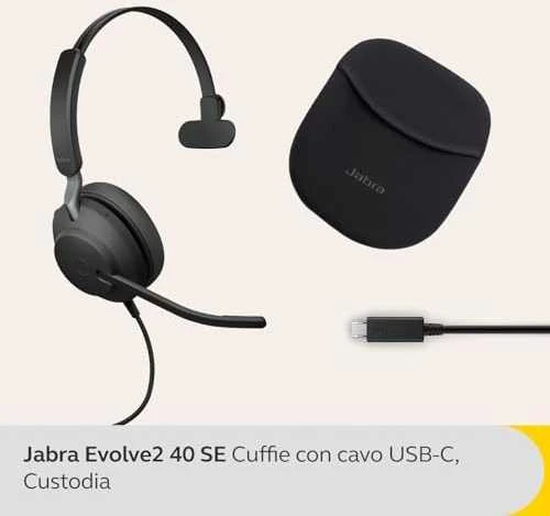 Jabra Evolve2 40 SE ausinės su priedais