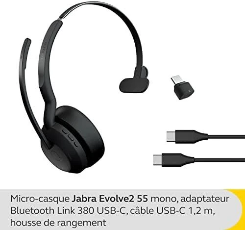 Jabra Evolve2 55 Mono su USB-C adapteriu ir laidu