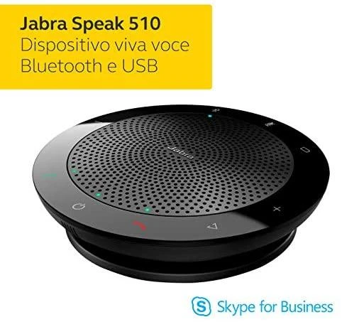 JABRA SPEAK 510 garsiakalbis, skirtas UC ir amp; BT USB konferencijos sprendimas 360 laipsnių mikrofono prijungimo ir atkūrimo nutildymo ir garsumo mygtukas