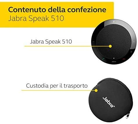 JABRA SPEAK 510 garsiakalbis, skirtas UC ir amp; BT USB konferencijos sprendimas 360 laipsnių mikrofono prijungimo ir atkūrimo nutildymo ir garsumo mygtukas