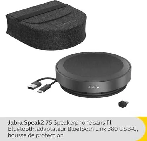Jabra Speak2 75 UC Link 380c Belaidis Konferencinis garsiakalbis, Bluetooth, USB-C, Dark Pilkas