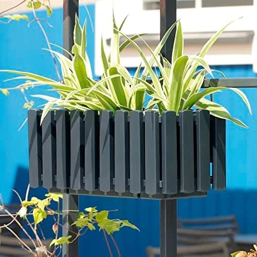 Balkono vazonas su automatiniu laistymu Prosperplast Boardee Fencycase W DDEF600W-S433, juodas