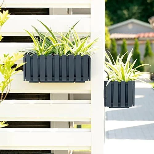 Balkono vazonas su automatiniu laistymu Prosperplast Boardee Fencycase W DDEF600W-S433, juodas