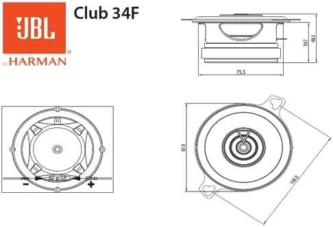 Harman Kardon JBL, CLUB 34F, GEN3 2-juostų koaksialiniai garsiakalbiai 8.75cm