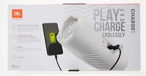JBL Charge 5 nešiojama kolonėlė, Balta