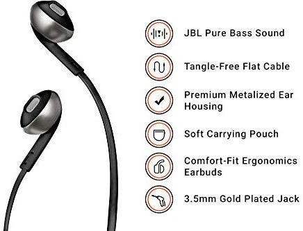 JBL T205 ausines, juodos
