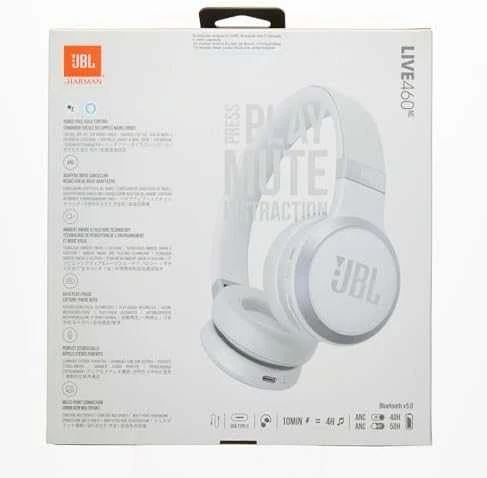 Belaidės Ausinės su aktyviu triukšmo slopinimu JBL Live 460NC, Balta