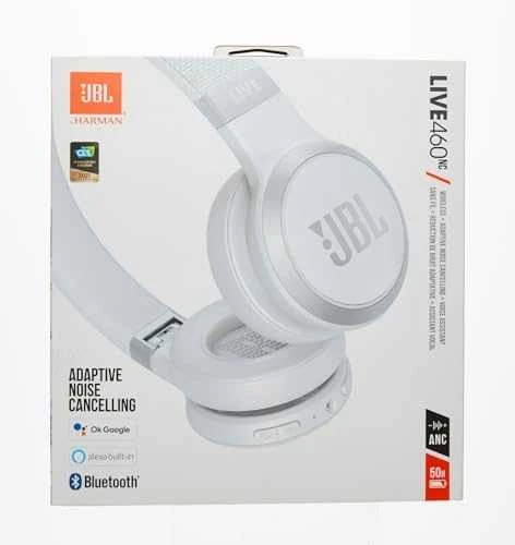 Belaidės Ausinės su aktyviu triukšmo slopinimu JBL Live 460NC, Balta
