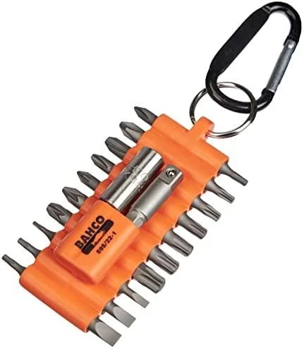 Antgalių rinkinys PH+PZ+TORX+SL+2 laikikliai, 22vnt. su karabinu lanksčiojo plastiko dėkle, Bahco