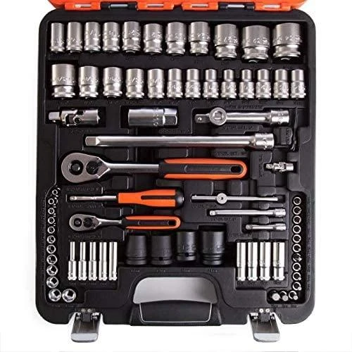Bahco Galvučių, terkšlės ir priedų rinkinys 1/2" + 1/4" 77vnt