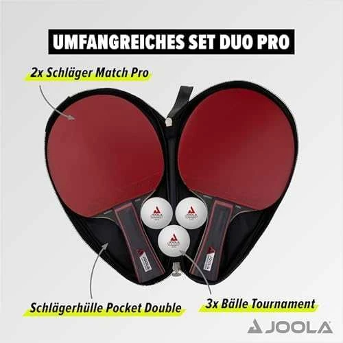 JOOLA DUO PRO stalo teniso rinkinys 2 raketės + 3 stalo teniso kamuoliukai + laikymo dėklas