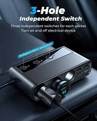 Automobilinis įkroviklis Joyroom 9in1 154W 3x12V, PD USB Type-C, QC3.0 USB-A, 4xUSB-A JR-CL06