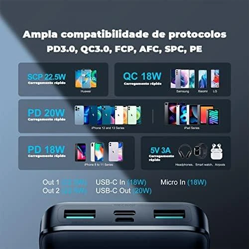 Išorinė baterija Power Bank Joyroom JR-QP191 22.5W PD QC3.0 AFC 10000mAh juoda
