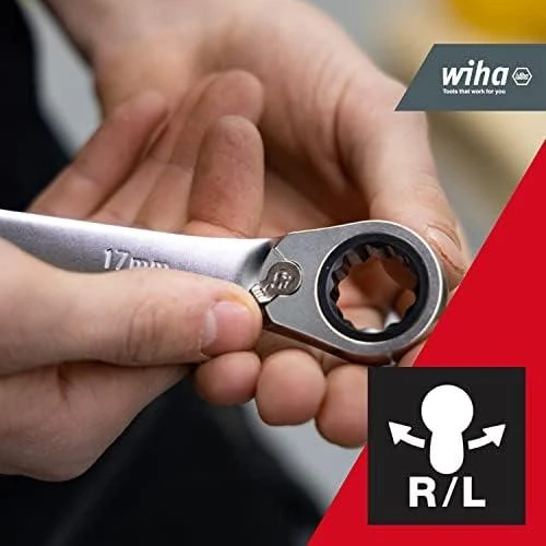 Wiha kombinuotų terkšlinių lenktų 10 laipsnių raktų rinkinys 13 vnt. su laikikliu