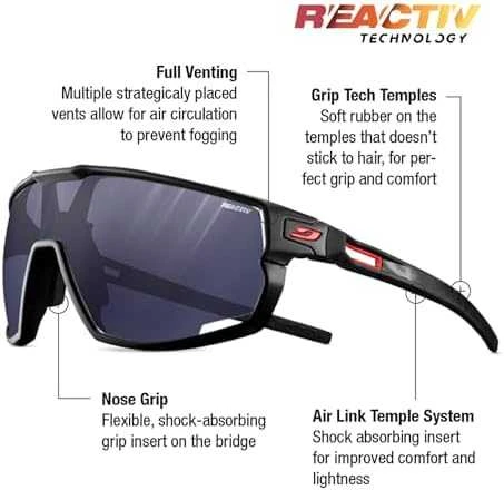 Prancūzija Julbo Rush Noir/Rouge RV 0-3 fotochrominiai akiniai