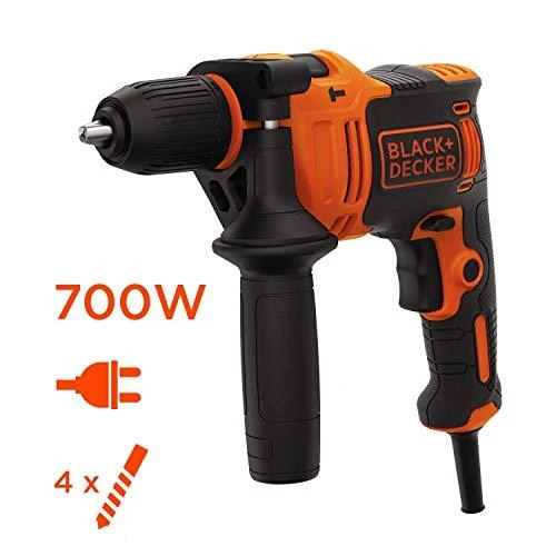 Stanley Juodas & Decker Perforatorius Juodas & Decker BEH710-QS; 710 W + 4 grąžtai
