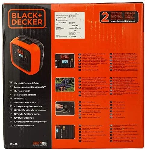 Black & Decker Juodas & Decker kompresorius Juodas+DECKER ASI400-XJ Automotive 12V