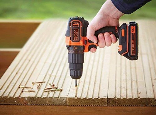 Black & Decker Juodas & Decker Akumuliatorinis smūginis gręžtuvas BDCHD18KB 18V 2 x 1,5 Ah, Juodas & Decker