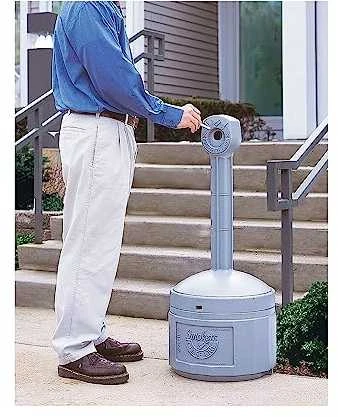 Justrite Lauko miesto peleninė ant stabilaus pagrindo, talpa 15 l, skersmuo 42 cm, aukštis 98 cm, pilka