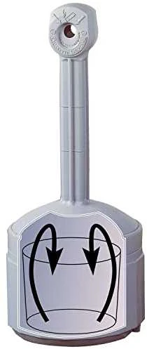 Justrite Lauko miesto peleninė ant stabilaus pagrindo, talpa 15 l, skersmuo 42 cm, aukštis 98 cm, pilka