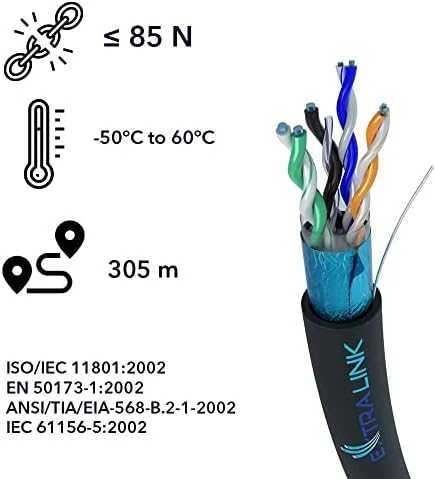 EXTRALINK CAT5E FTP F/UTP lauko vytos poros su geliu 305m
