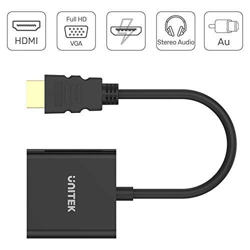 Unitek HDMI į VGA adapteris su jungčių piktogramomis