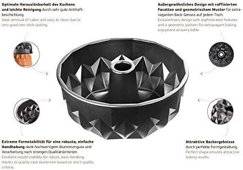 Swirl® KAISER Inspiration gugelhupf keptuvė 25 cm geometrinio paviršiaus