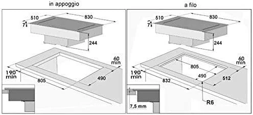 Įmontuojama indukcinė kaitlentė su gartraukiu (2 in 1) Baraldi Diamond Flexi 83x51cm 700m3/h
