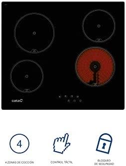 Kaitlentė CATA | Hob | TN 604/B | Vitroceramic | Number of burners/cooking zones 4 | Touch | Juodas | Ekranas