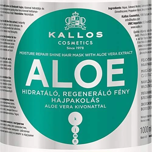 Drėkinanti plaukų kaukė sausiems ir pažeistiems plaukams Kallos Aloe Vera Hair Mask 1000 ml