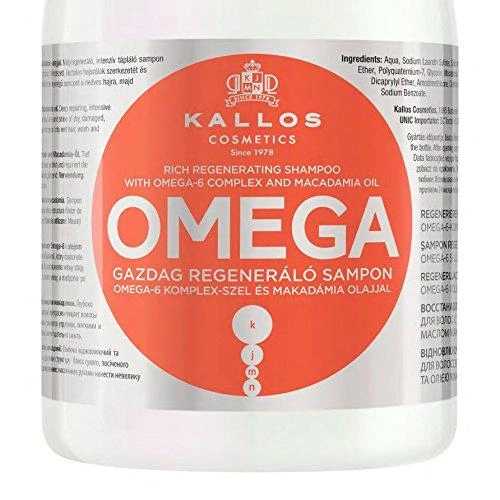 Pažeistų plaukų šampūnas Kallos OMEGA Rich Regenerating Šampūnas 1000 ml