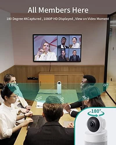 Konferencijų Kamera - Kandao Meeting S, 180° FOV, 8 Mikrofonai, Belaidis Ekrano Dalinimas, Juoda