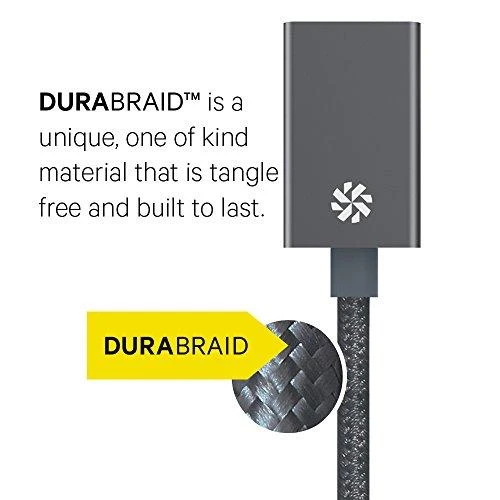 Kanex USB-C į USB3.0 adapteris – DuraBraid™ – Kosminė pilka – 8,25 colio / 21 cm