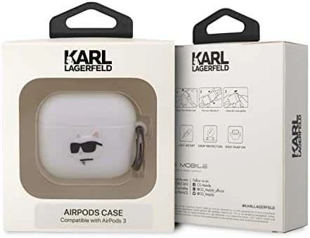 Dėklas Karl Lagerfeld KLA3RUNCHH AIRPODS 3 COVER Baltas/Baltas SILICONE CHAPETTE HEAD 3D