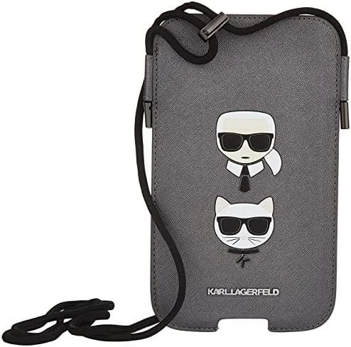 Karl Lagerfeld Torebka KLHCP12LOPHKCG6,7″ pilkos spalvos kietas dėklas Saffiano Ikonik Karl&Choupette Head
